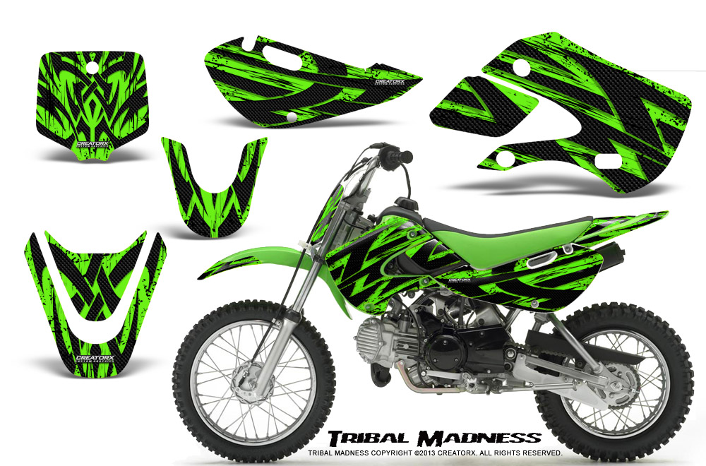 Kawasaki KLX110 KX65 Graphics Kit Tribal Madness Green